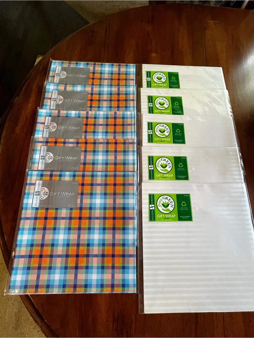 Plaid & White Gift Wrap Pack - Colorful Plaid and White Sheets